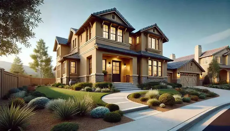 A home with vinyl siding, stucco, and stone veneer, illustrating Edmonton siding choices for style and functionality.