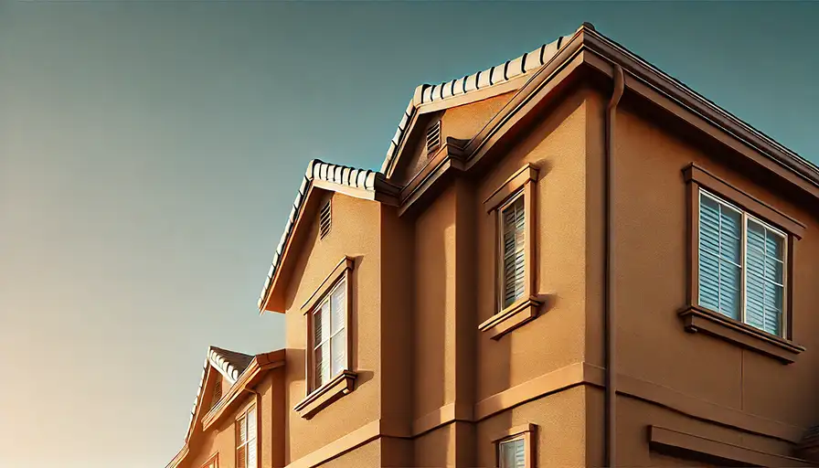 Elegant stucco siding on a modern home by Edmonton siding professionals, showcasing a smooth finish.