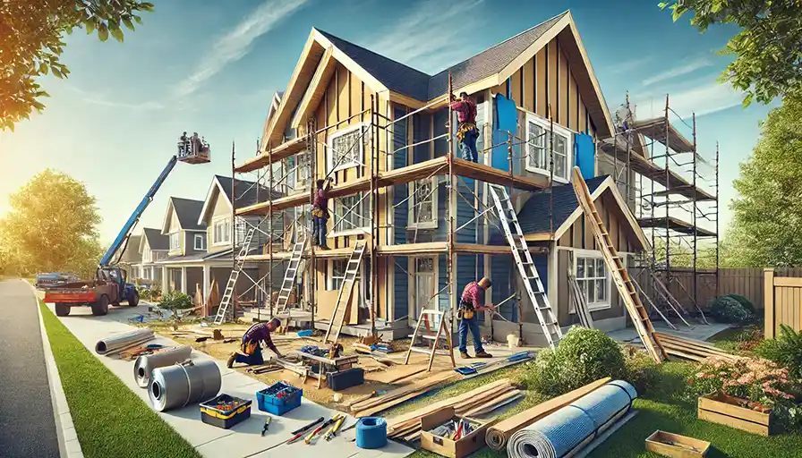 Exterior renovation work on a residential home, showcasing Edmonton siding quality and expertise.